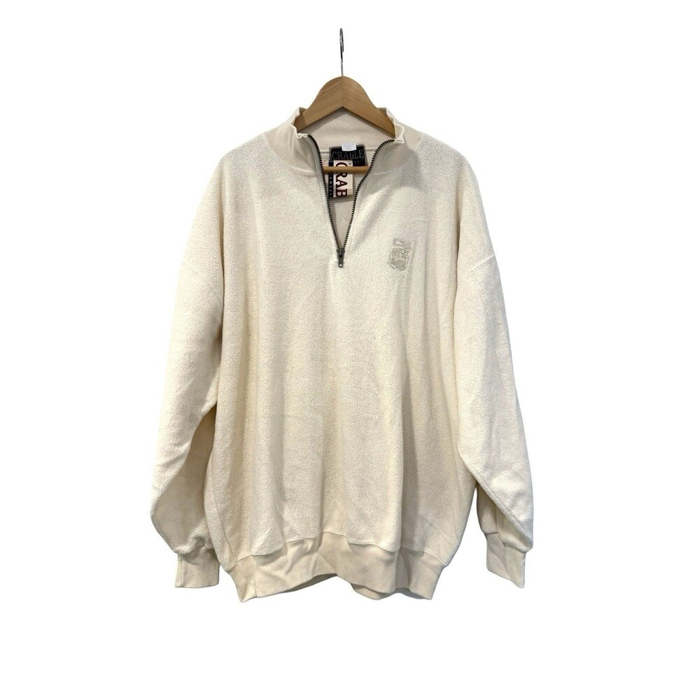 Vintage Crable Sportswear Classics Cream Fleece 1/4 zip XL Sweatshirt NWT!
